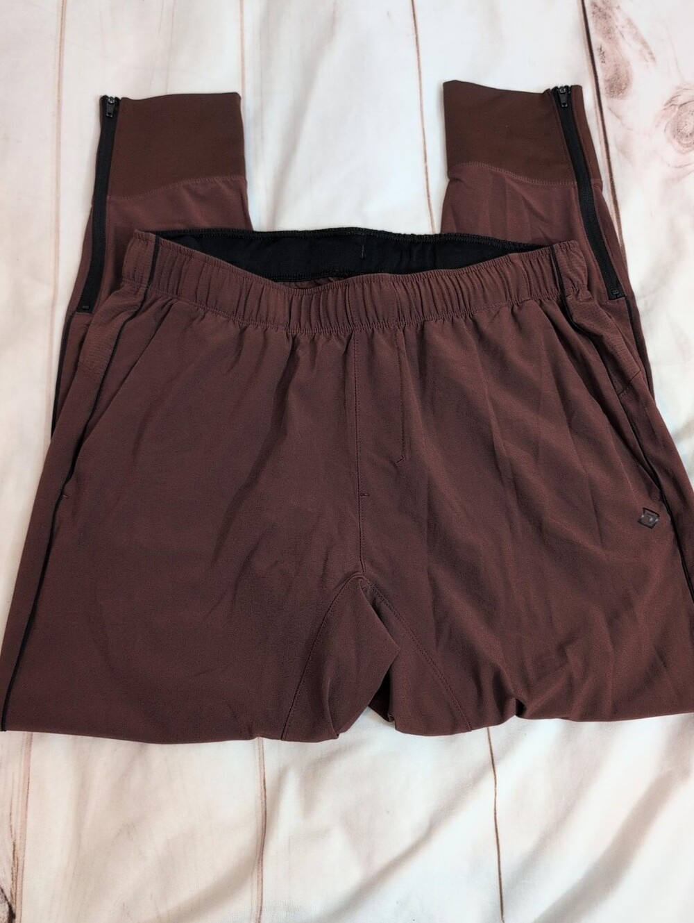 Abercrombie YPB motionTEK Mens M Brown Training Joggers Zip Ankle Athletic
